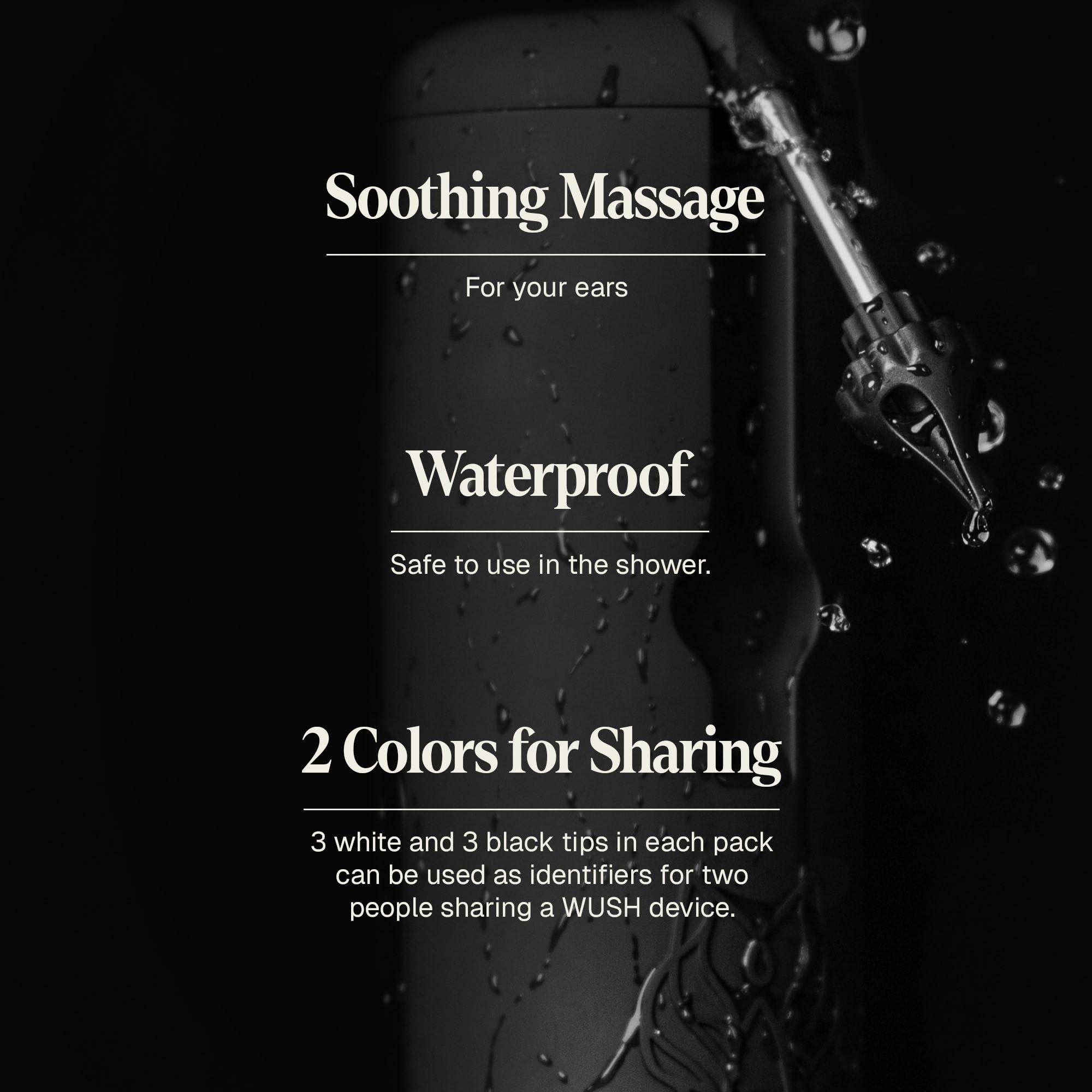 Black Wolf Wush Water Powered Ear Cleaner by Black Wolf, 6 Reusable Replacement Tips - Electric Triple Jet Stream with 3 Pressure Settings Prevents Ear Wax Buildup - Ear Wax Removal Kit