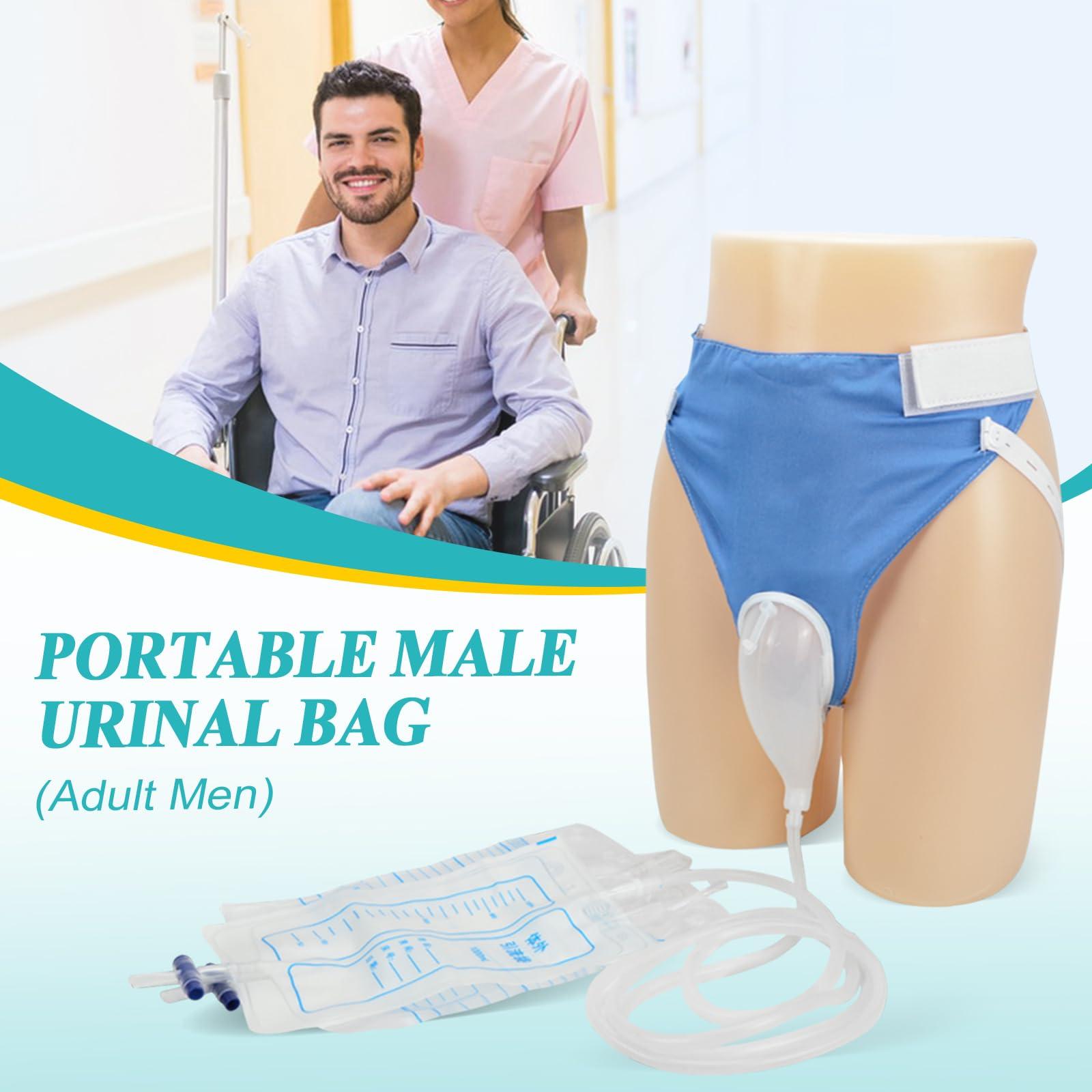 Col-Pary Urine Collection Bag Condom Catheters for Men Reusable Portable Wearable Urinary Drainage with 2 Urine Catheter Bag System (Blue-Men)