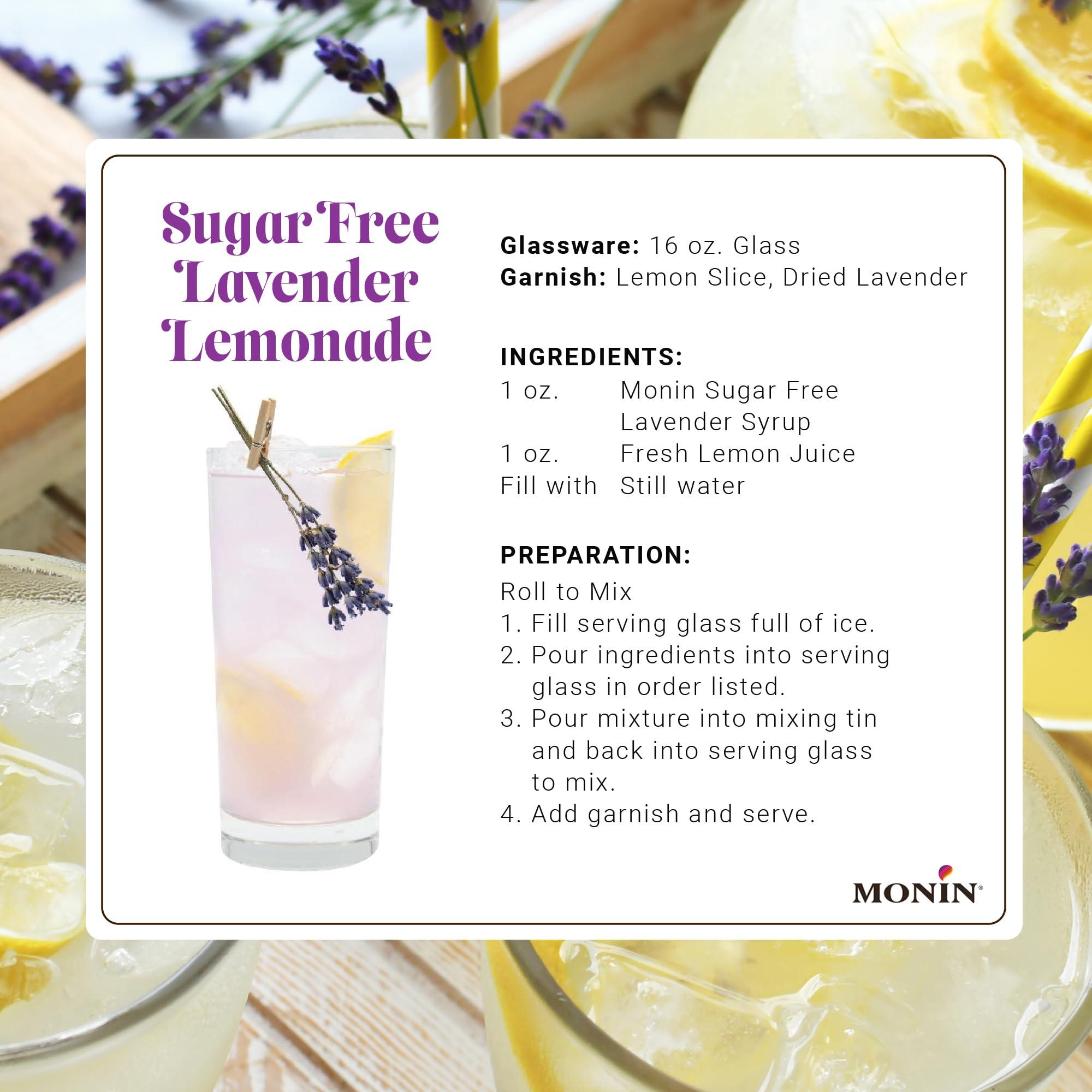 Monin Monin - Sugar Free Lavender Syrup, Aromatic and Floral, Natural Flavors, Great for Cocktails, Lemonades, and Sodas, Non-GMO, Gluten Free (Plastic, 1 Liter)