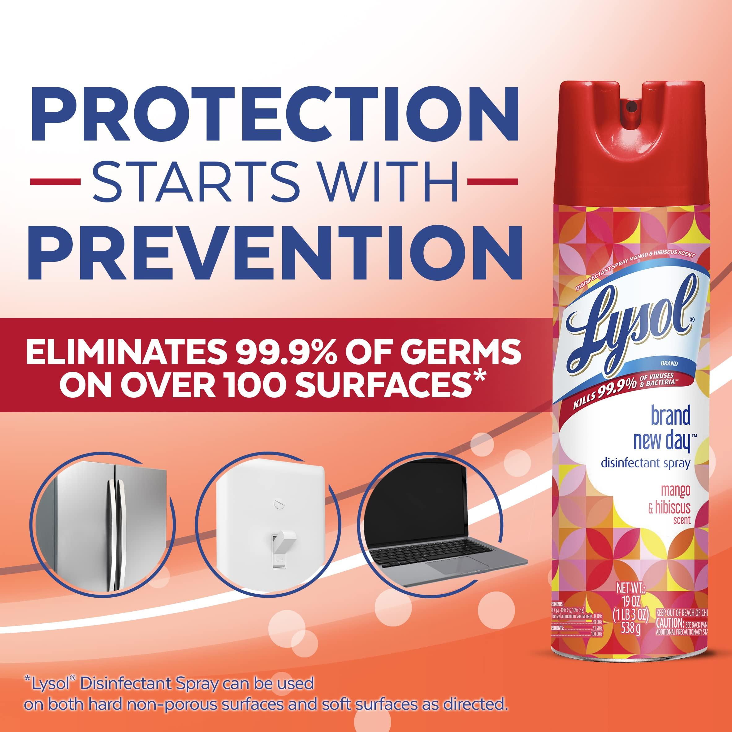 Lysol Lysol Disinfectant Spray - Mango & Hibiscus, 19 Oz (Pack of 5) (Packaging May Vary)