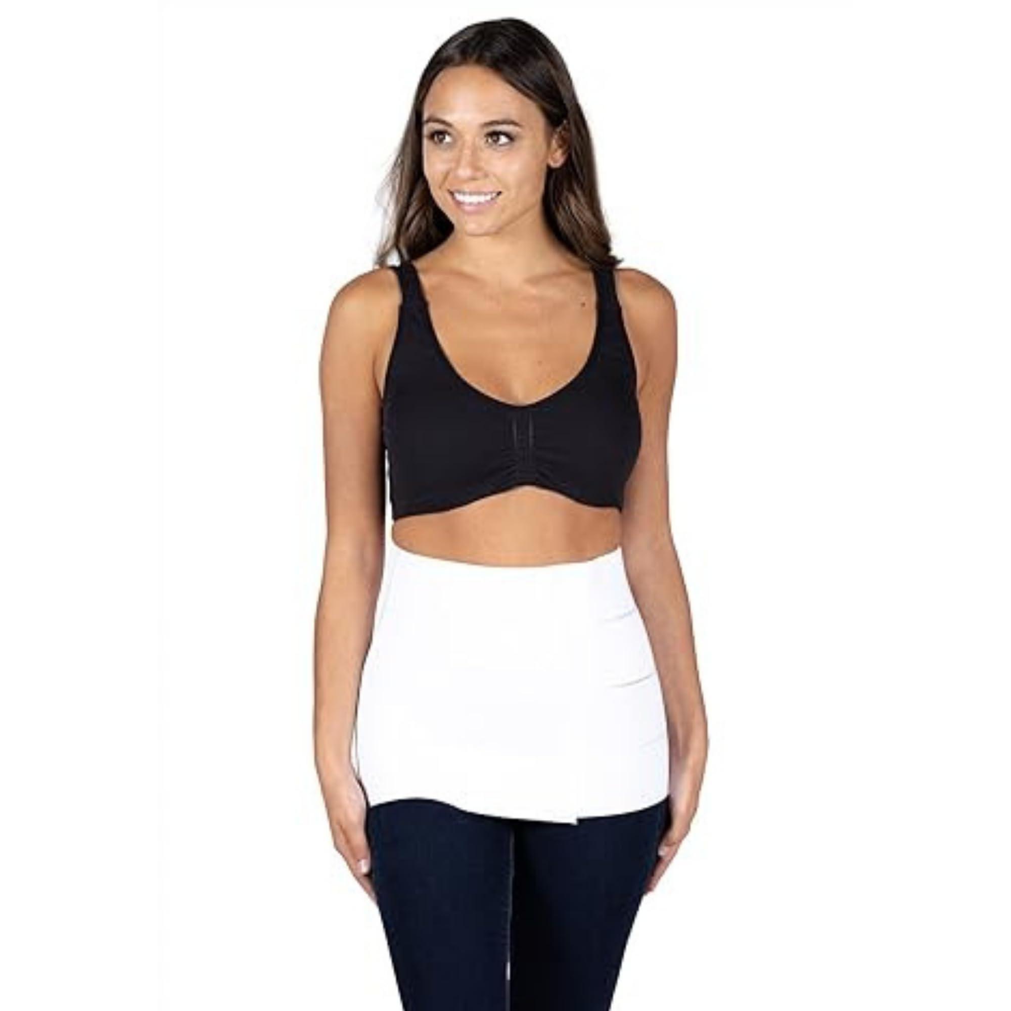 ContourMD Abdominal Binder Post Surgery Compression Wrap - Torso Liposuction, Mommy Makeover, and Tummy Tuck Compression Garment - White 12in Postpartum Belt and C-Section Recovery Belly Band (S13-12) Large