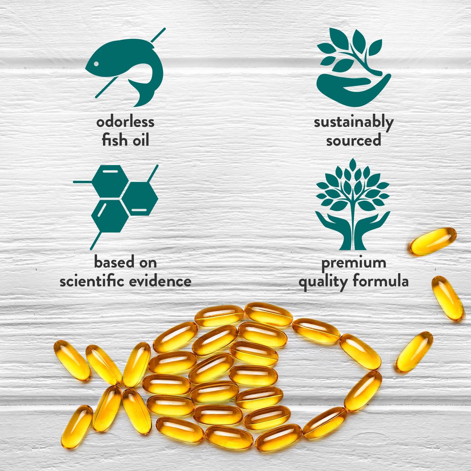 Swisse Swisse Omega 3 Fish Oil Supplement 1000mg | Heart, Brain & Eye Health Omega-3 DHA & EPA | Sustainably Sourced Essential Fatty Acids | Promotes Nervous System Health & Mood Balance | 400 Softgels