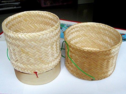 ?J J Thailand Thai Sticky Rice Basket (Pack of 4) Handmade Bamboo Rice Container