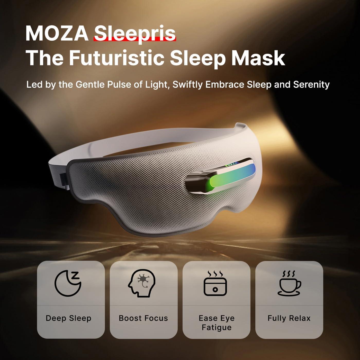 MOZA MOZA Heated Eye Mask for Sleep, Breath Guidance Eye Massager Blackout Sleeping Mask for Travel and Mindfulness, Birthday Gift Sleep Mask for Women Men, Meditation Eye Massager with Heat and Vibration