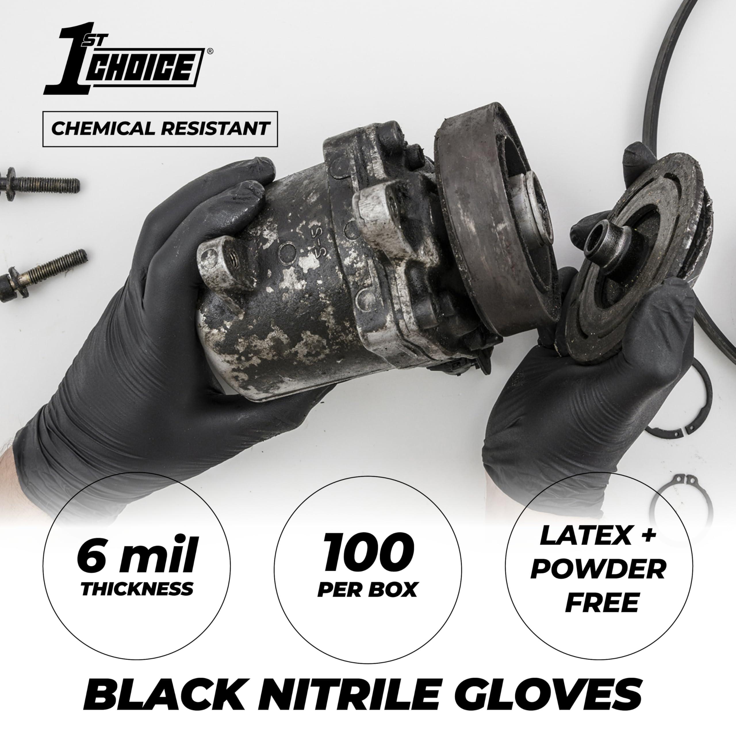 1st Choice 1st Choice Black Gloves Disposable Latex Free - Nitrile Gloves XL Black Nitrile Gloves for Cooking - 6 mil, Box of 100