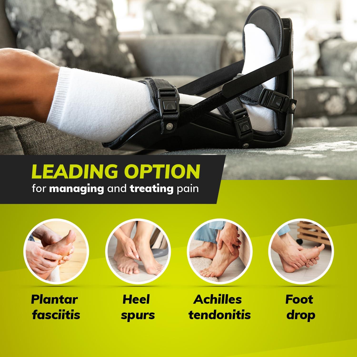 BraceAbility BraceAbility Sleeping Stretch Boot - Plantar Fasciitis Night Foot Splint Adjustable Achilles Tendonitis Brace for Fascia, Tendon and Calf Stretching, Heel and Bone Spur or Arch Pain Treatment (Large)