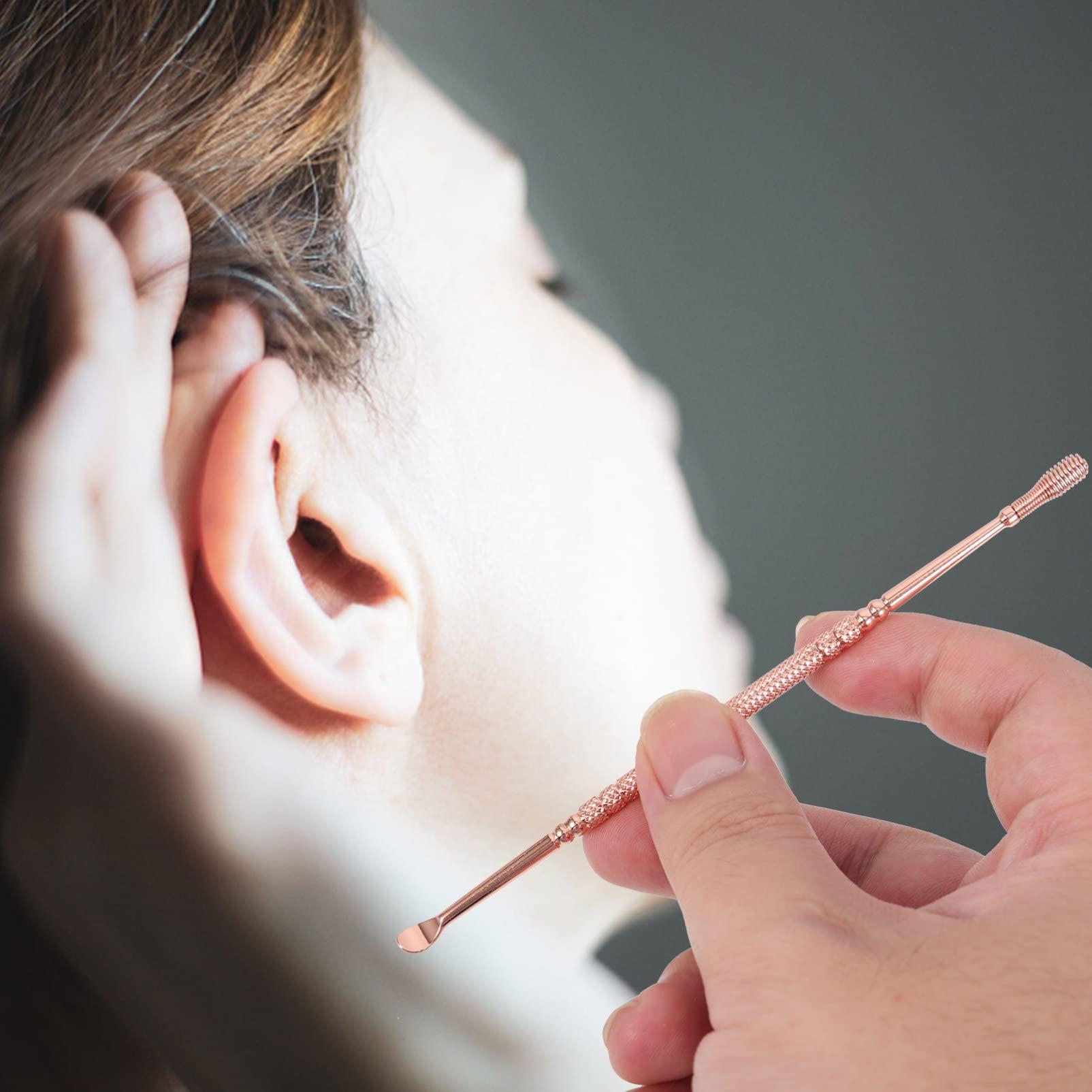 DOITOOL Spiral Ear Spoon ear cleaner remover earwax removal kit ear scraper removal kit ear cleaning products ear loop wax remover ear picks Stainless steel set