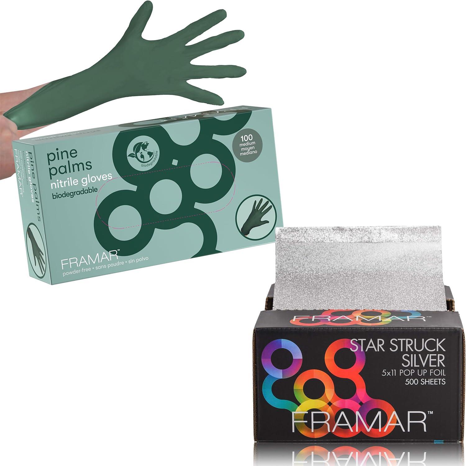 FRAMAR Framar Star Struck Silver Pop Up Hair Foil - Green Gloves Disposable Latex Free