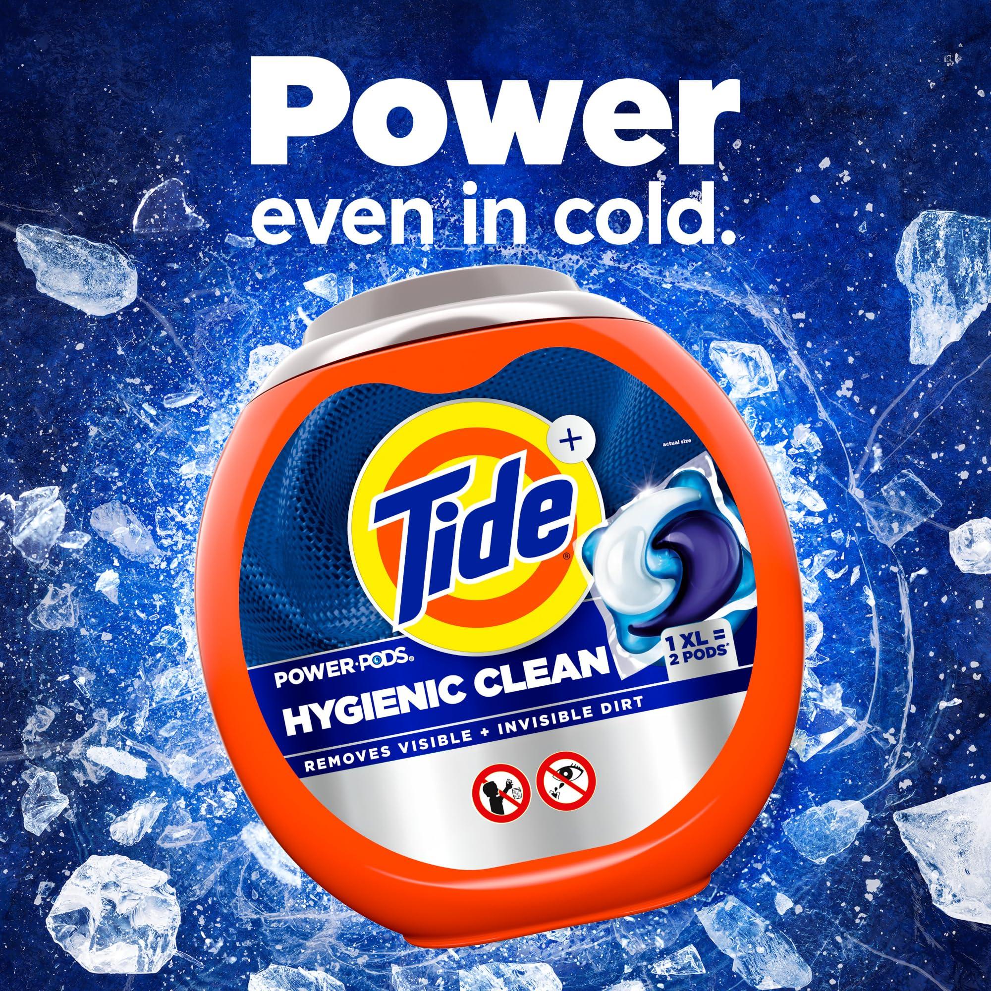 Tide Tide Power PODs Hygienic Clean Heavy Duty Liquid Laundry Detergent Pacs, Free and Clear of Dyes and Perfumes, For Visible and Invisible Dirt, 45 Count, HE Compatible