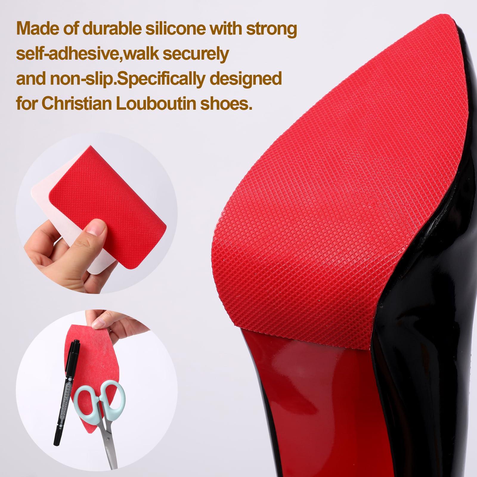 Ashoesert Ashoesert Red Bottoms Sole Protector,Shoe Sole Protector for Christian Louboutin High Heels, Anti Slip Shoe Grips Pads Compatible with Louboutin Shoes -2 Pairs6.0\"4.0\",Red
