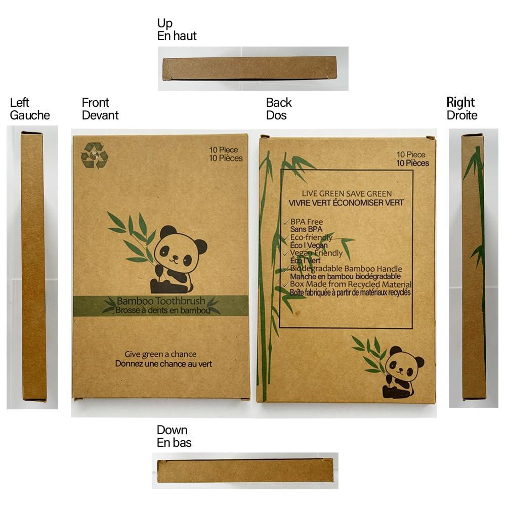 Virgin Forest Virgin Forest 10 Count Bamboo Toothbrush,Soft Bristle for Adults, Eco Friendly Natural Wooden Toothbrushes, Vegan Organic Bamboo Travel Tooth Brush (10 Colors)