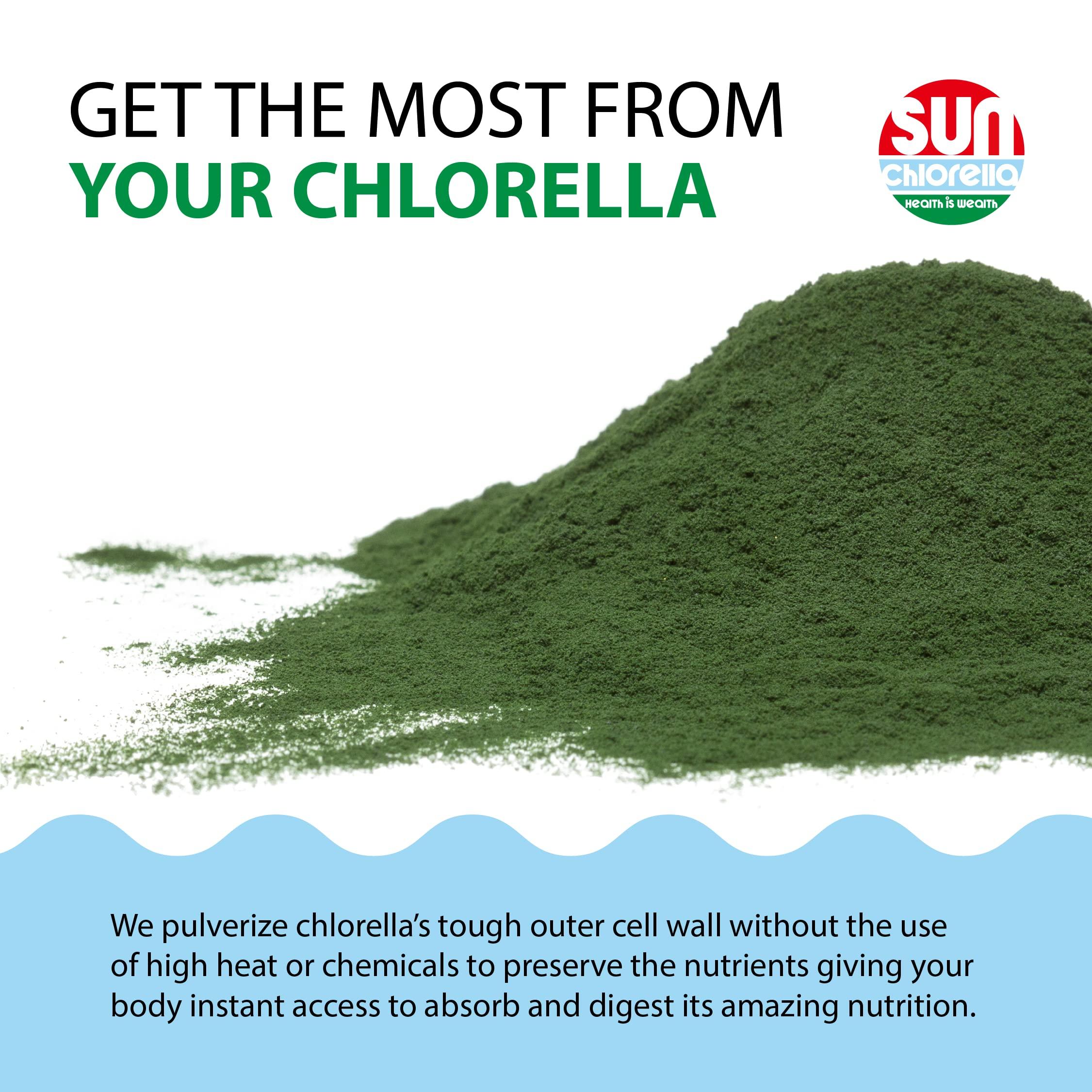 Sun Chlorella Sun Chlorella Powder Green Algae Superfood Supplement Supports Whole Body Wellness Immune Defense, Gut Health & Natural Energy Boost - Chlorophyll, B12, Protein, Non-GMO - 30 Packets