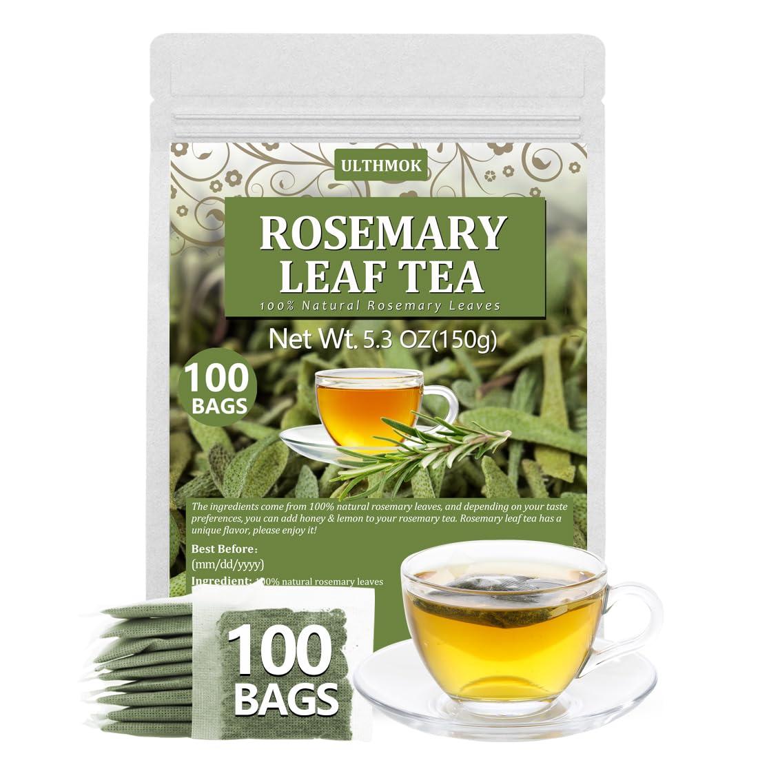 ULTHMOK Premium Rosemary Tea Bags, 100 Teabags. Made with 100% Pure Natural Rosemary Leaves,No Additives & Caffeine Free.