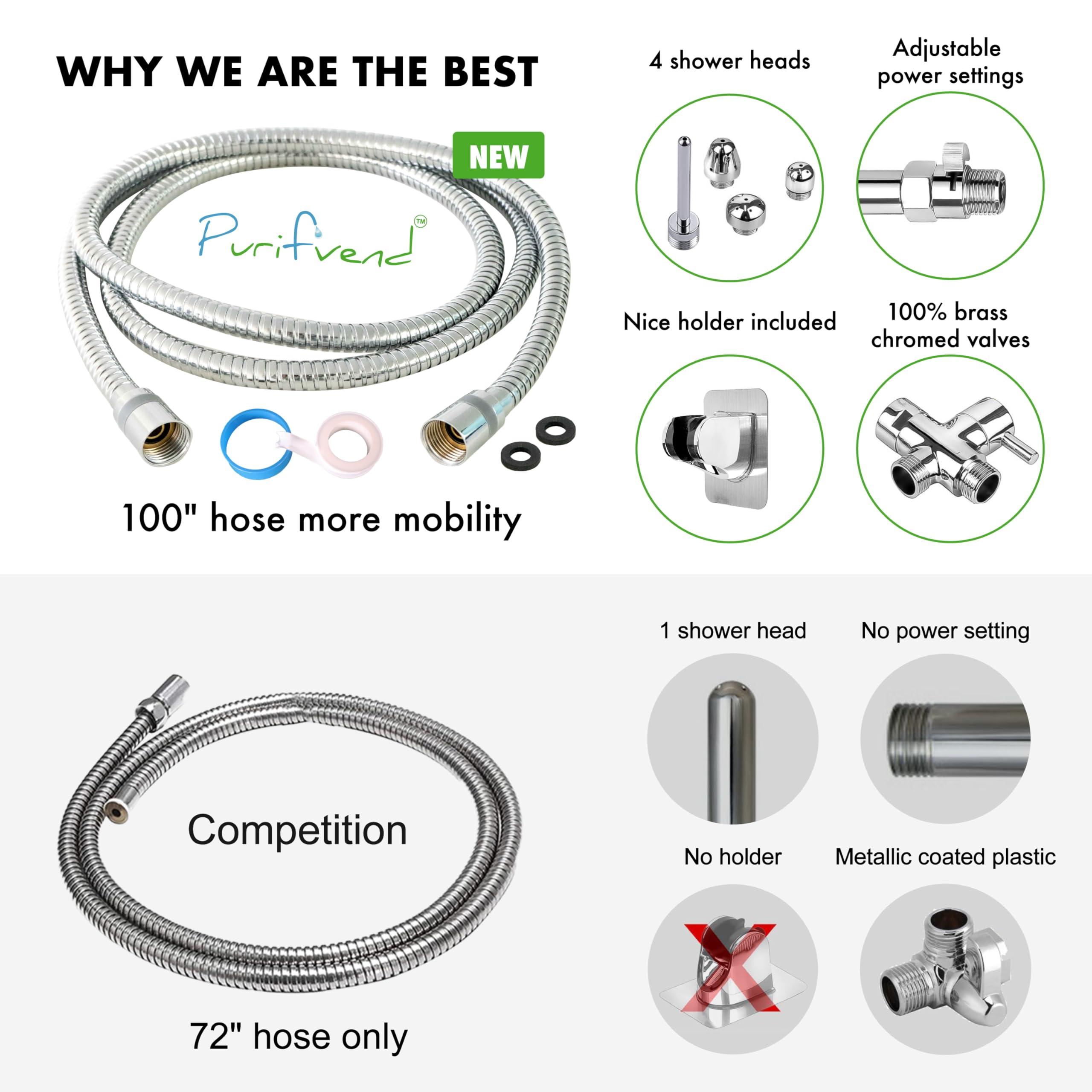 Purifvend Enema kit for Colon Cleansing - Stainless Steel Enema Shower Attachment-Douche kit Colon Cleansing Anal Shower-Colonic Irrigation Home Kit-Complete 9 Pieces Set with 100 Inches Hose for Men and Women