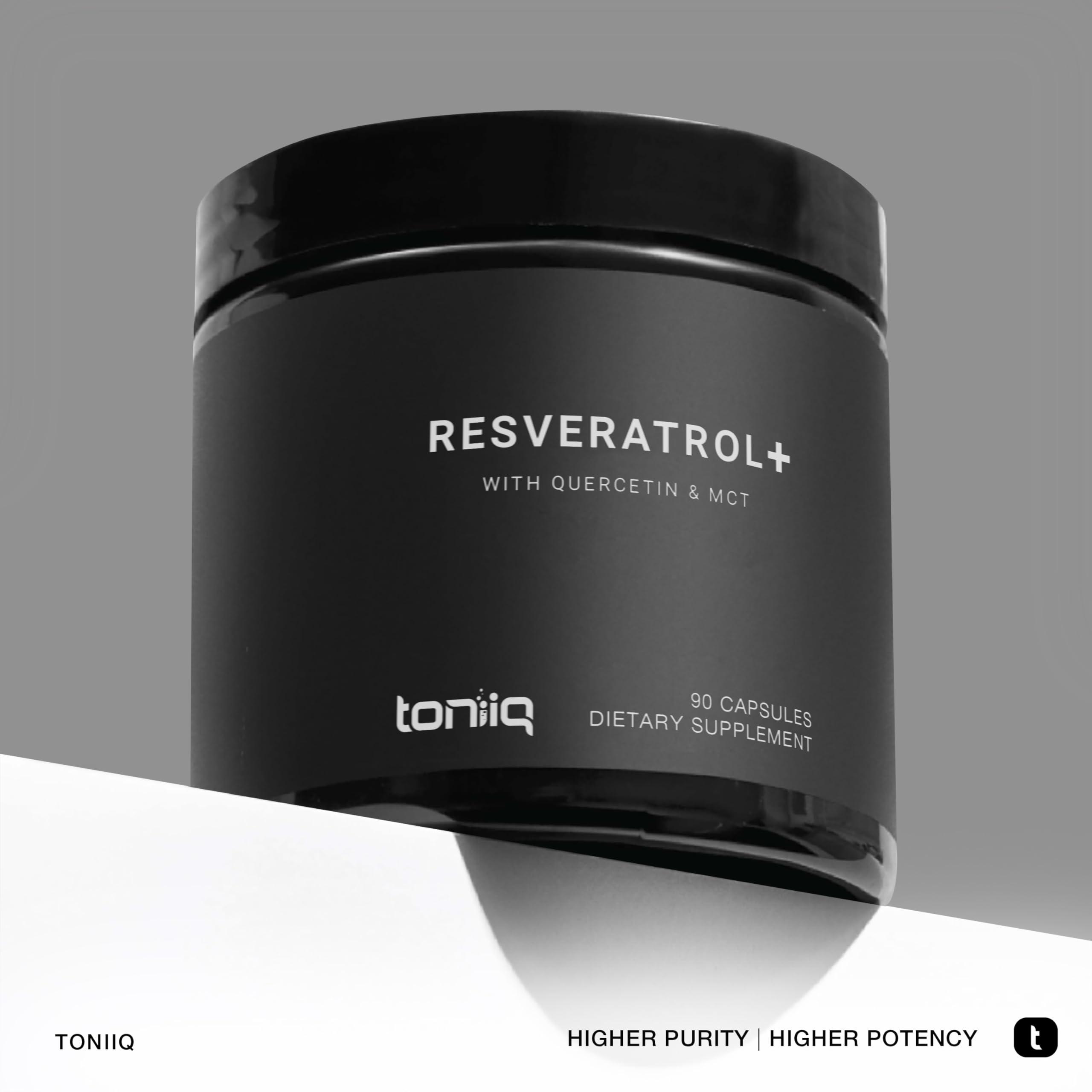 Toniiq Toniiq 1600mg Resveratrol Blend - Ultra High Purity and 3rd Party Tested - with MCT Oil for Added Bioavailability - Optimal NAD Supplement