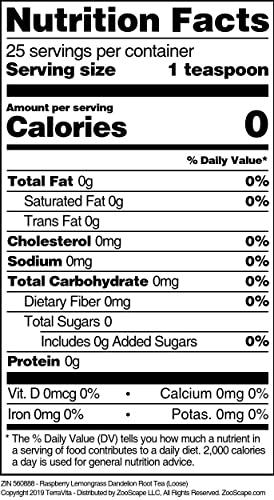 TerraVita Raspberry Lemongrass Dandelion Root Tea (Loose) (4 oz, ZIN: 560888)