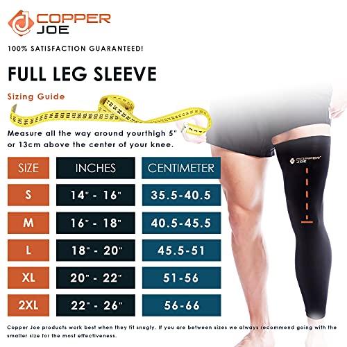 Copper Joe Copper Joe Full Leg Compression Sleeve - Ultimate Copper Infused, Support for Knee, Thigh, Calf, Arthritis, Running and Basketball. Single Leg Pant For Men & Women (Medium)