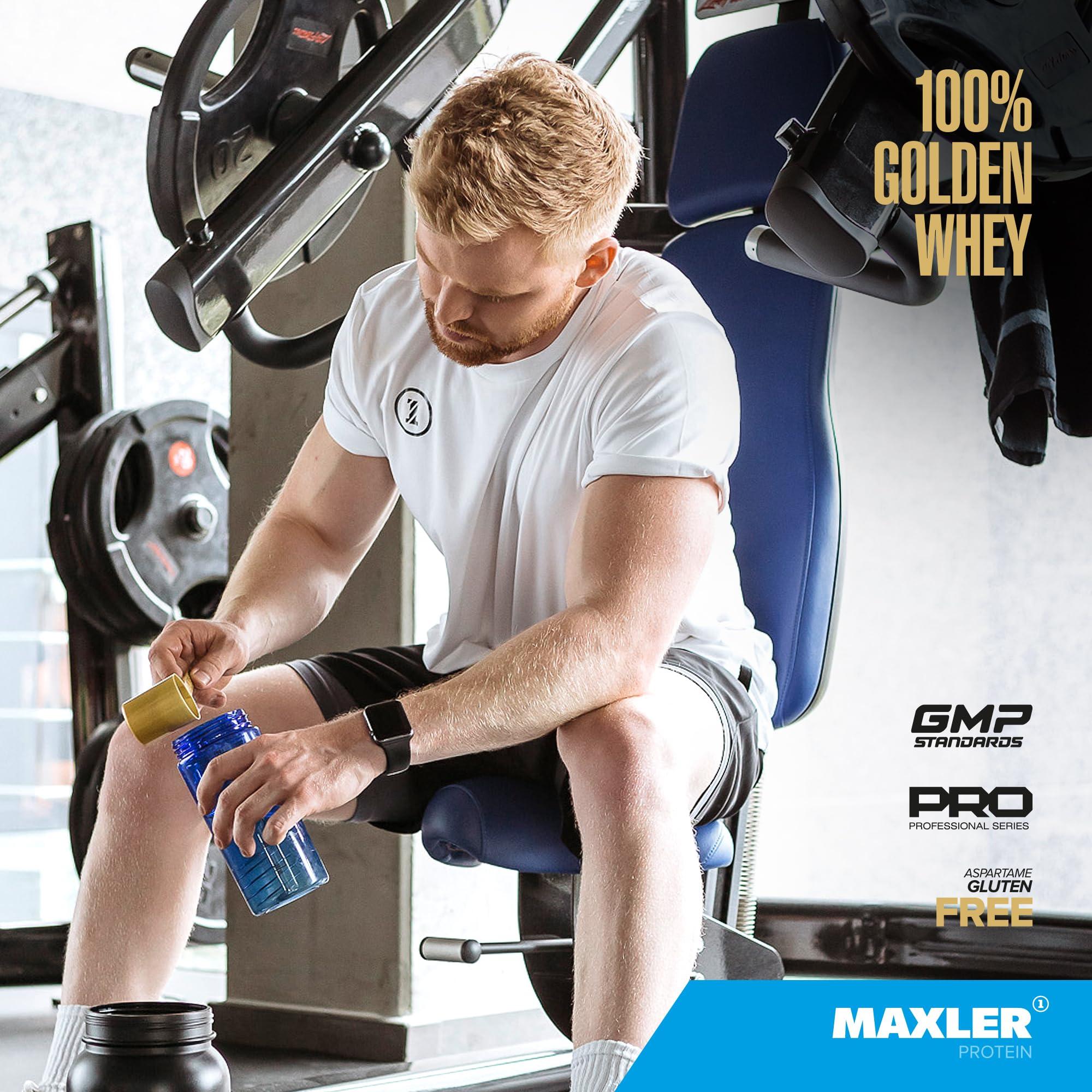 Maxler Maxler 100% Golden Whey Protein - 24g of Protein per Serving - Premium Whey Protein Powder for Pre Post Workout - Fast-Absorbing Whey Concentrate, Isolate & Hydrolysate Blend - Bananas & Cream 2 lb