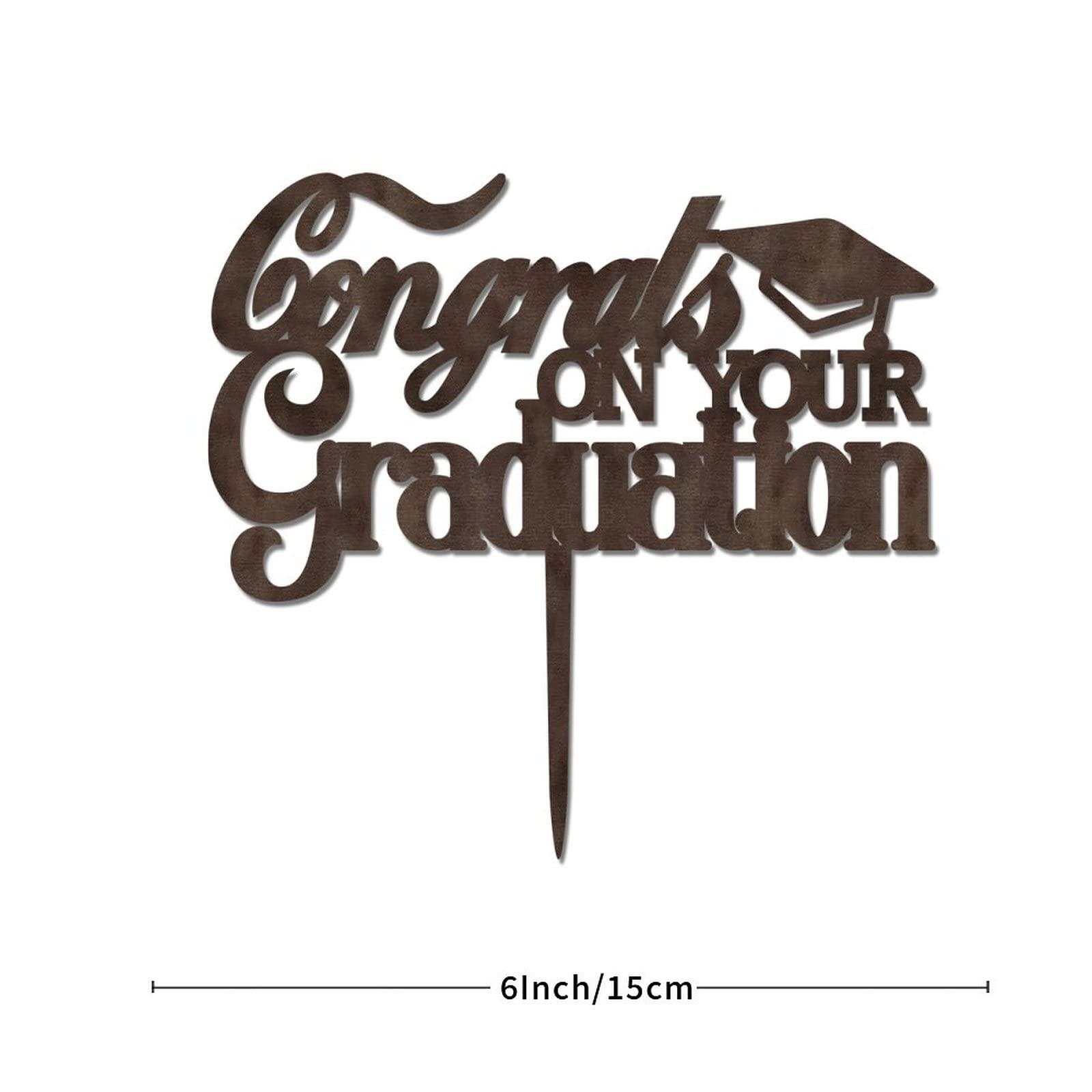 lutieger Grad Cake Toppers Congrats on Your Graduation For Congrats Graduation Cake Decorations Cake Toppers Graduation Cap Grad Gifts For Son/Daughter Brown Wood