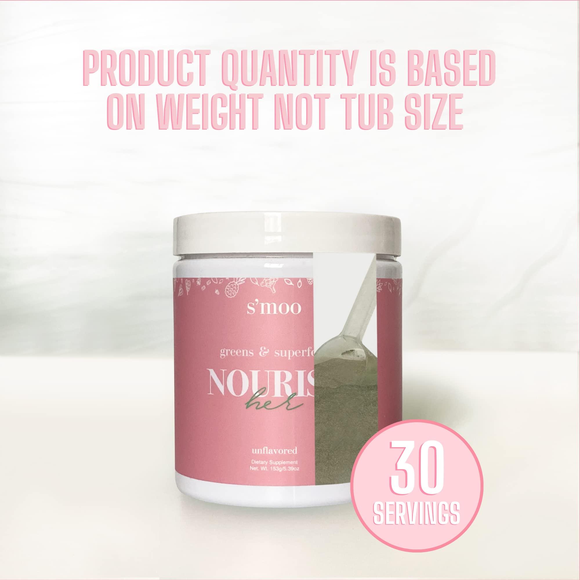 S'moo Nourish(her) - Greens Blend Superfood: Super Greens Powder with Spirulina, Chlorella, Beet Root Powder - Gluten Free - Digestive Health, Immunity, Nutrition, Alkalizing, Energizing - 30 Servings