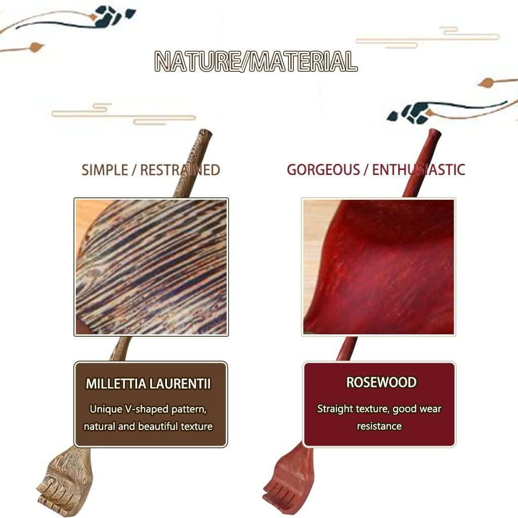 FGQuelle Back Scratcher for Men Household Medium and Long Handle Backscratchers, Elderly Use Hand Polished Wood Scratching, Great Gift (Color : Red*2, Size : 45.5cm)