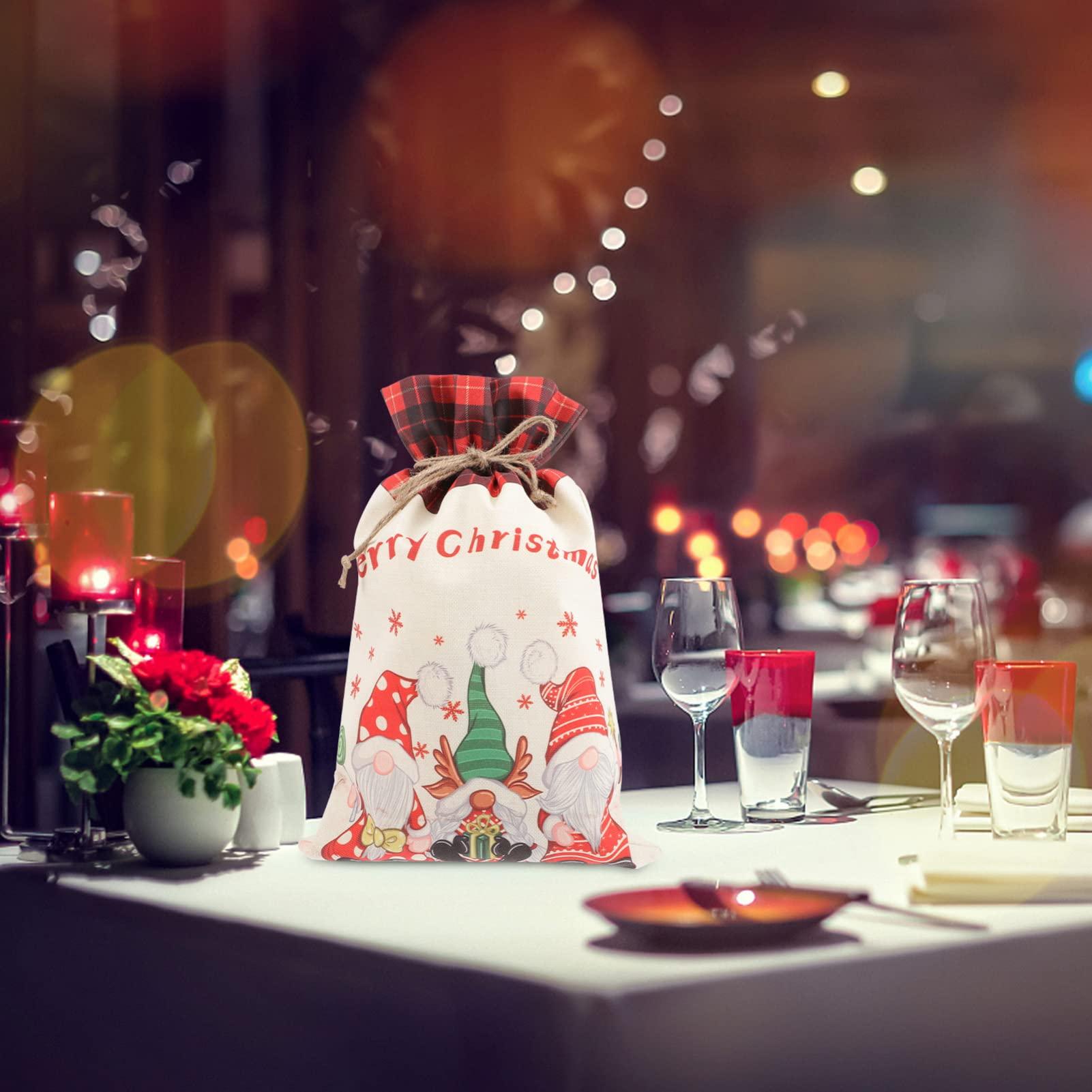 Gadpiparty Gadpiparty 2pcs Cartoon Bag Jewelry Bags Chrismas Bags Prensents Bag for Xmas Christmas Santa Pouches Burlap Bag Xmas Party Favor Bag Linen Sack Drawstring