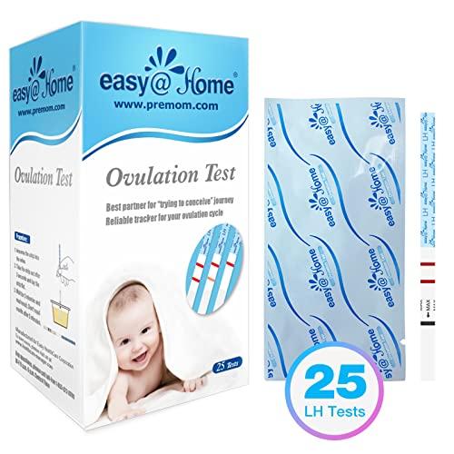 Easy@Home Easy@Home Ovulation Test Strips, 25 Pack Fertility Tests, Ovulation Predictor Kit, Powered by Premom Ovulation Predictor iOS and Android App, 25 LH Strips