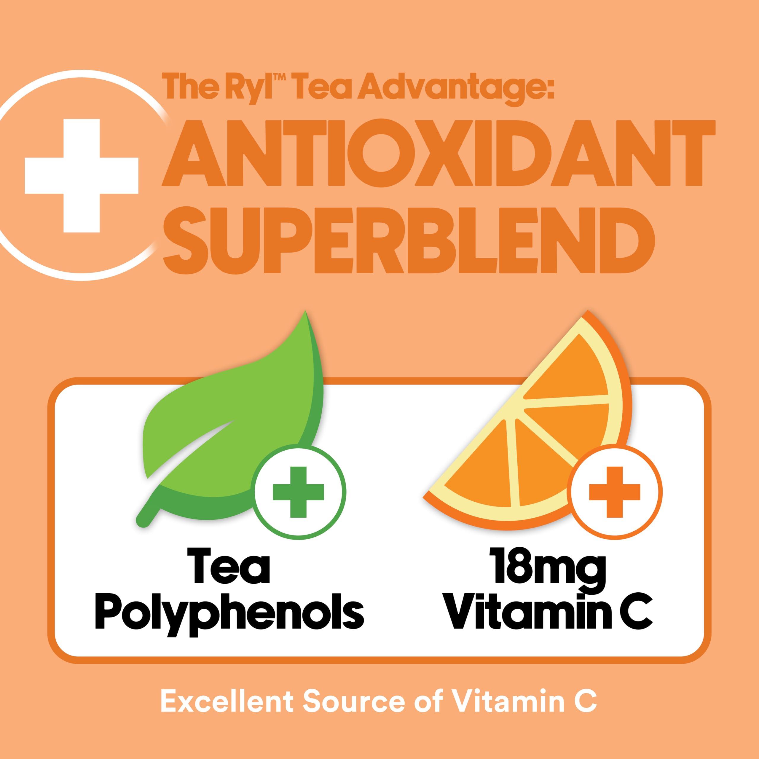 The Ryl Co Ryl Iced Tea, Peach, Antioxidant Superblend, Zero Sugar, Low Carb, Zero Calorie Iced Tea, 16.0 Fl Oz (12-Pack)