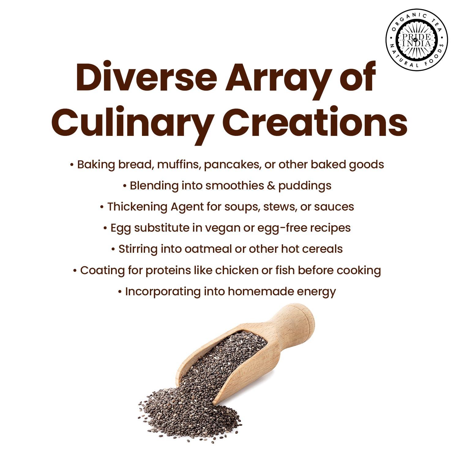 Pride Of India Pride Of India- Premium Black Chia Seeds Powder 1 lbs (454 gm) Mild Nutty Earthy Taste Freshly Milled in Small Batches | Used for Baking Coating Thickening | Vegan, Gluten-Free