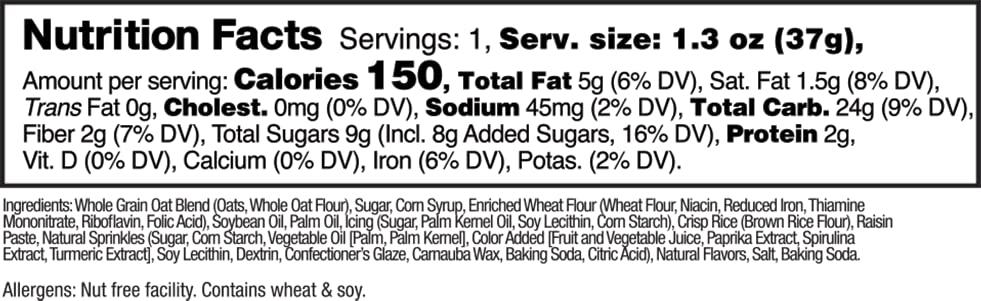 ZEE ZEES Zee Zees Whole Grain Soft Baked Bars, 1.3 oz Birthday Cake, 175 Pack, Smart Snack Compliant, Nut Free, Dairy Free, Egg Free, Sesame Free and Artificial Coloring Free