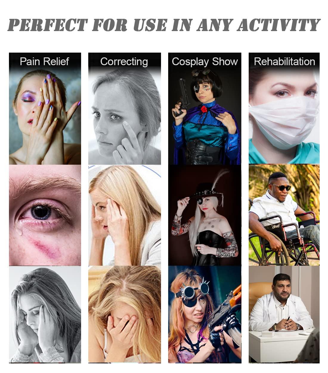 GELMAY Pure Silk Cooling Eye Patches for Puffy Eyes Ice Eye Mask Cover Medical Single Eye Patch Cold Hot Therapy Strabismus Lazy Eye Bags After Surgery Pirate One Eyepatch Adult Kid (2Sets Black New)