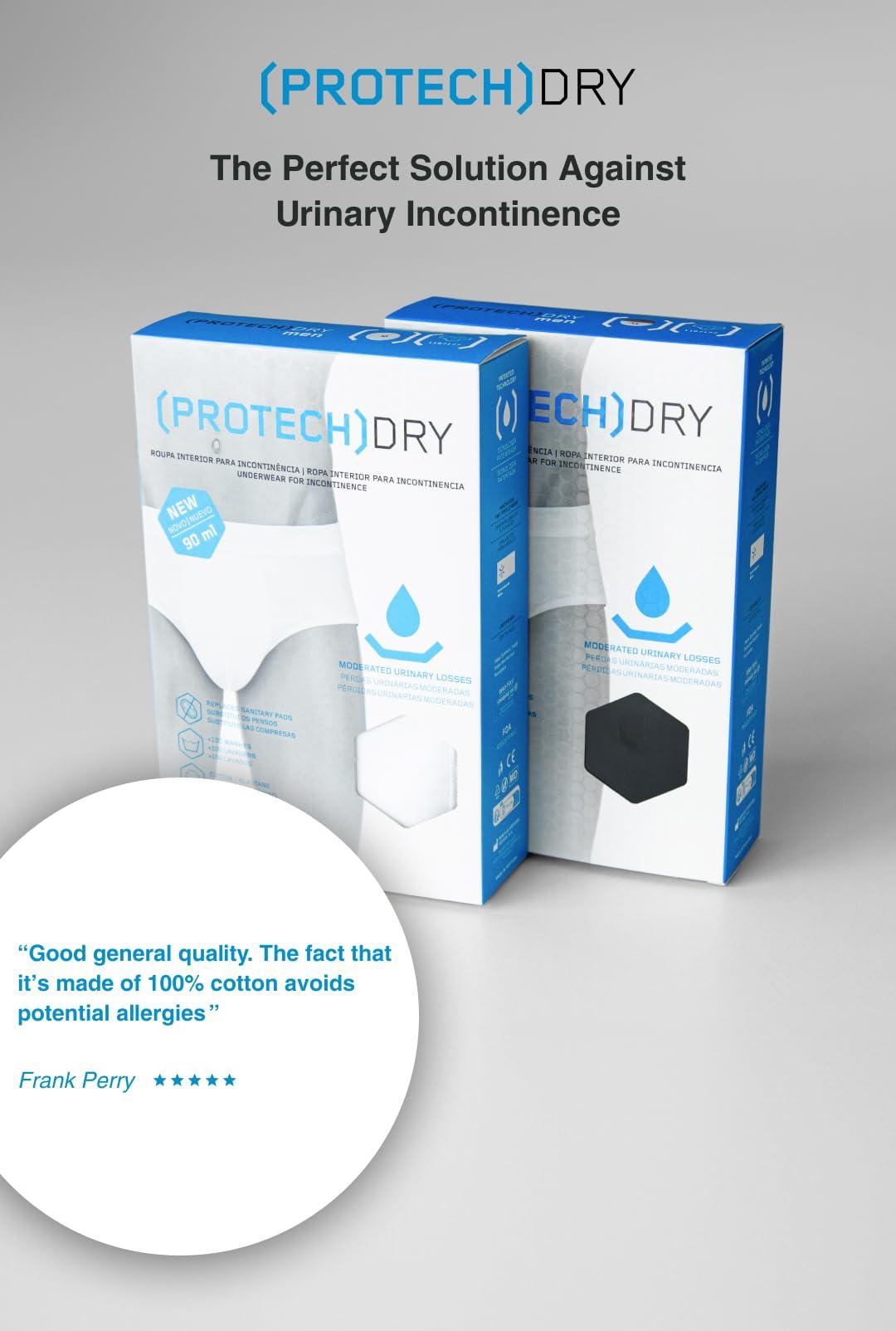 PROTECHDRY PROTECHDRY Washable & Reusable Urinary Incontinence Cotton Boxer Brief Underwear for Men - 5 Pack (Buy 4 Get 1 Free), White, Size XX-Large