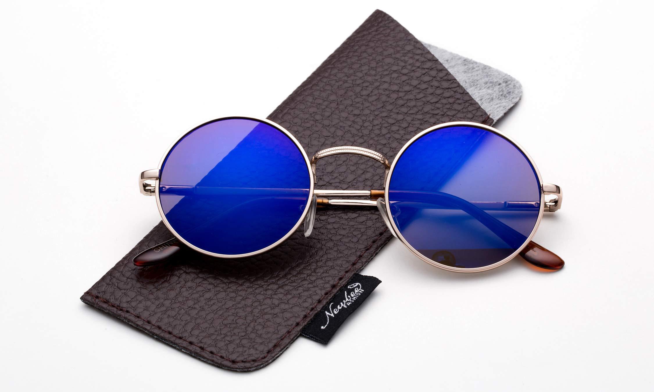 Newbee Fashion Sunglasses Glasses Hippy Vintage Retro Round Sunglasses & Clear Lens Glasses With Carrying Pouch