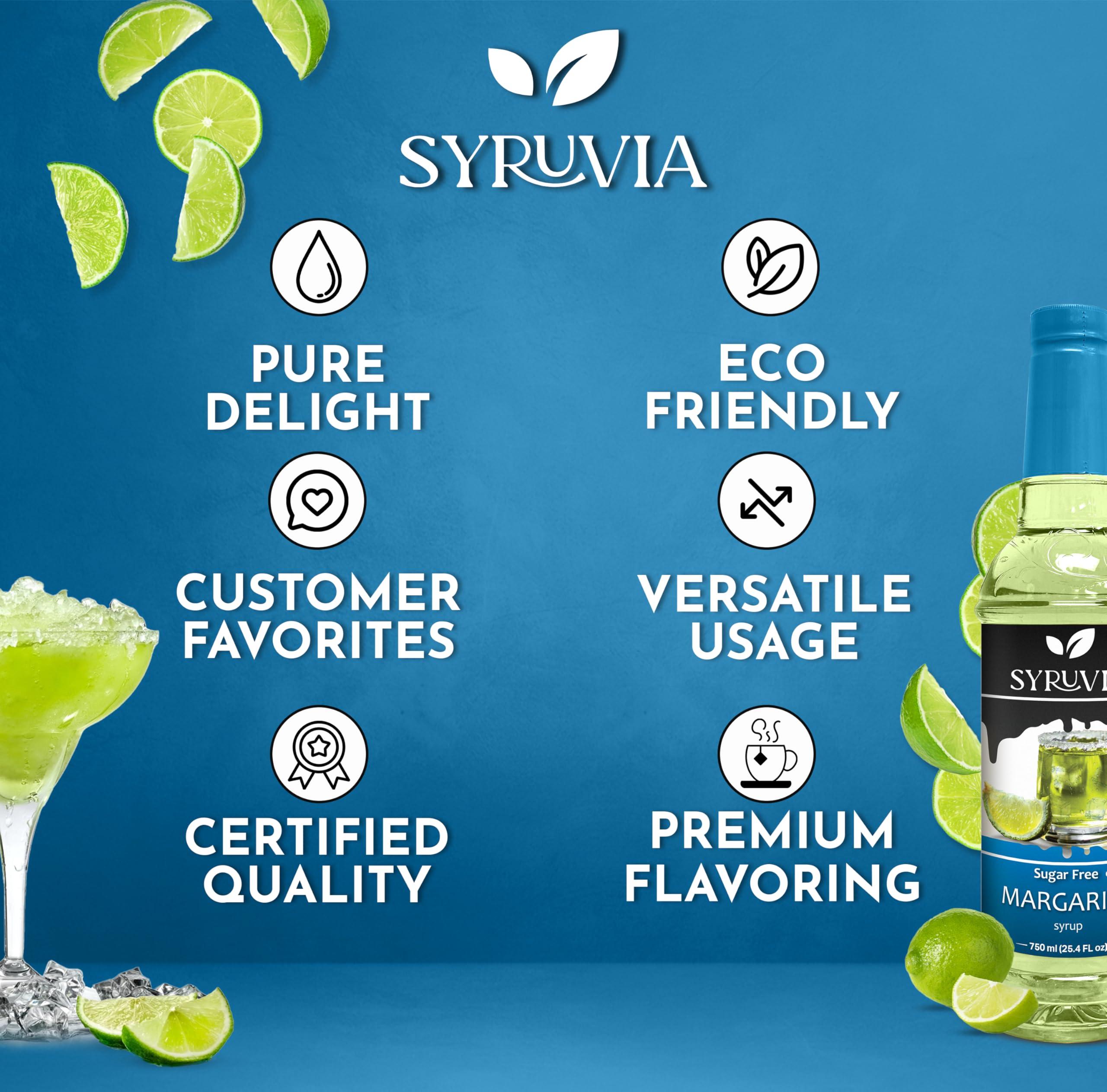 SYRUVIA Syruvia Sugar-Free Lime Margarita Syrup - 25.4 fl oz. Premium Cocktail Mixer. No Calories, Gluten-Free, and Keto-Friendly. Ideal for Enhancing Drinks, Cocktails, Mocktails, and More.