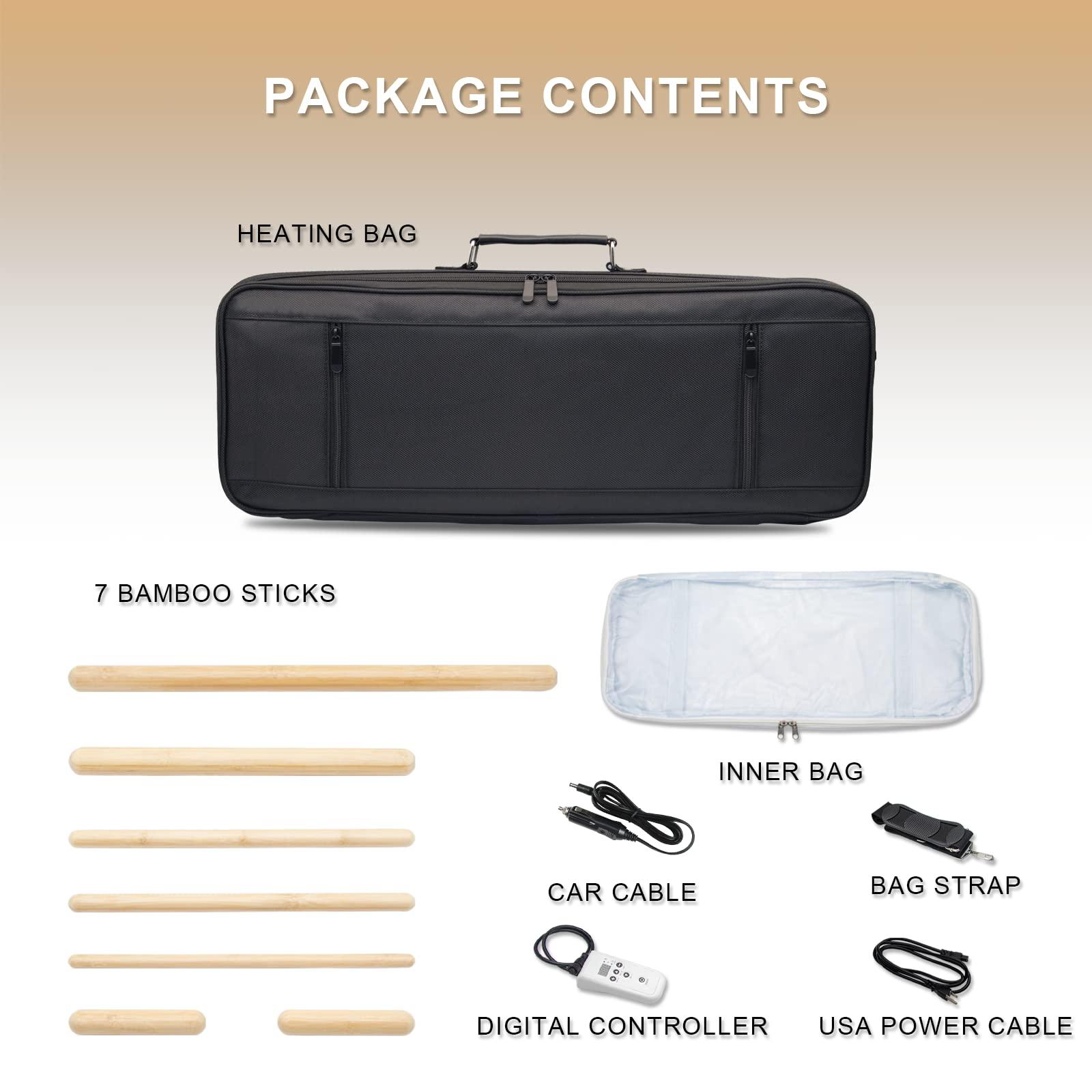 Goodtar Goodtar Electric Spa Bamboo Massage Sticks with Warmer Set Massage Tools Carry Bag