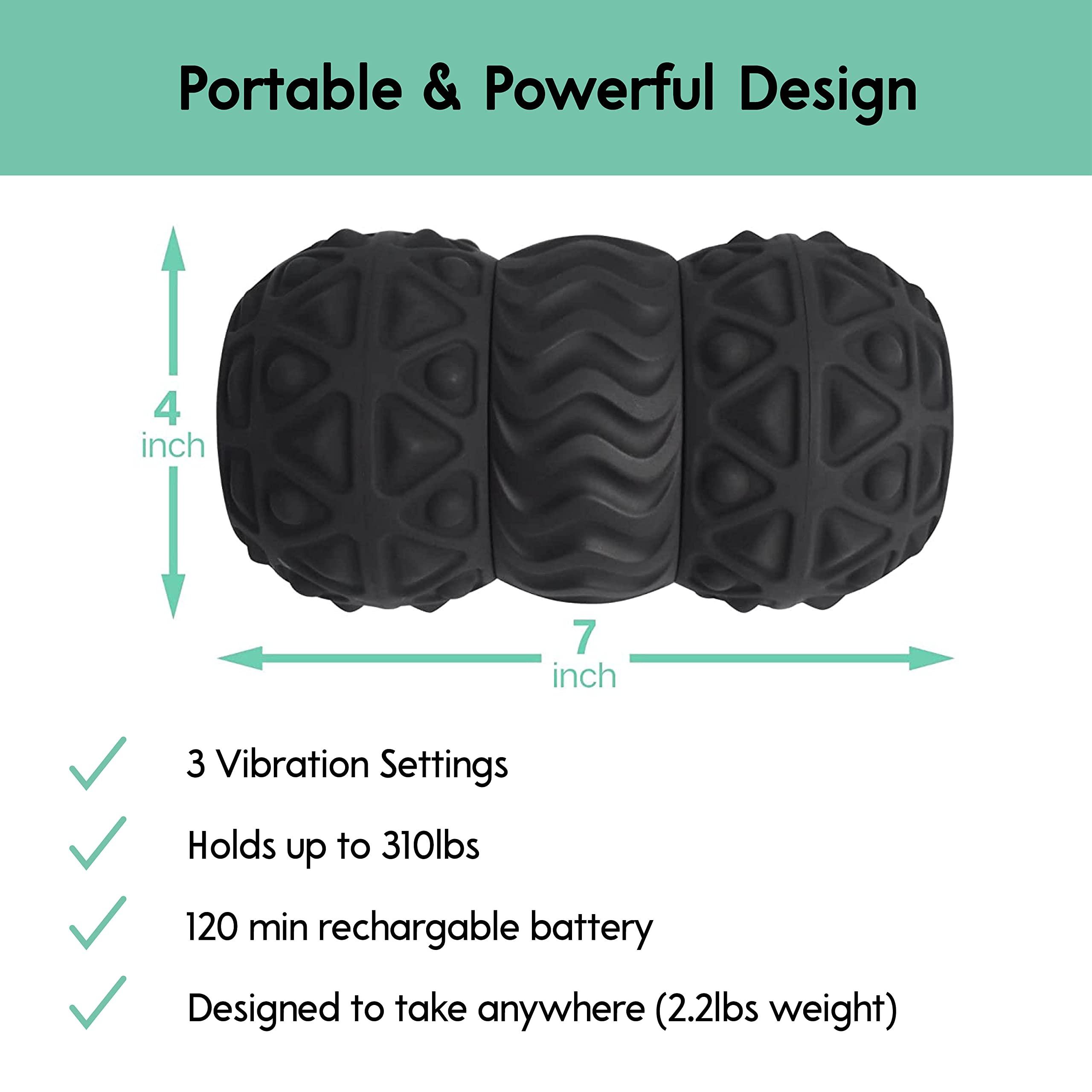 Vibit Vibit - Vibrating Massager for Plantar Fasciitis, Pain Relief and Sciatica, Foot and Body Portable Massage Roller, Deep Tissue Pain Relief from Feet to Neck, Electric, 3 Vibration Levels (Pink)