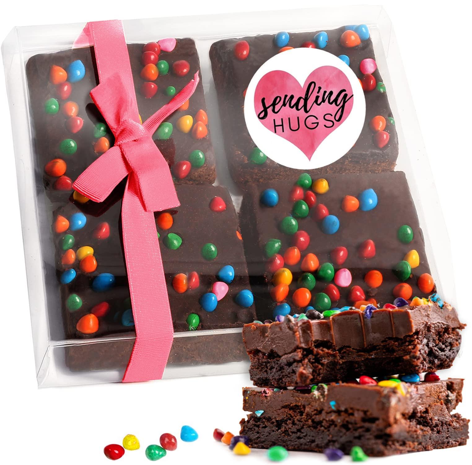 OMCookie Sending Hugs Gift Basket Care Package Chocolate Brownies Food Gift For Women | Nut Free Dairy Free | Sending Love