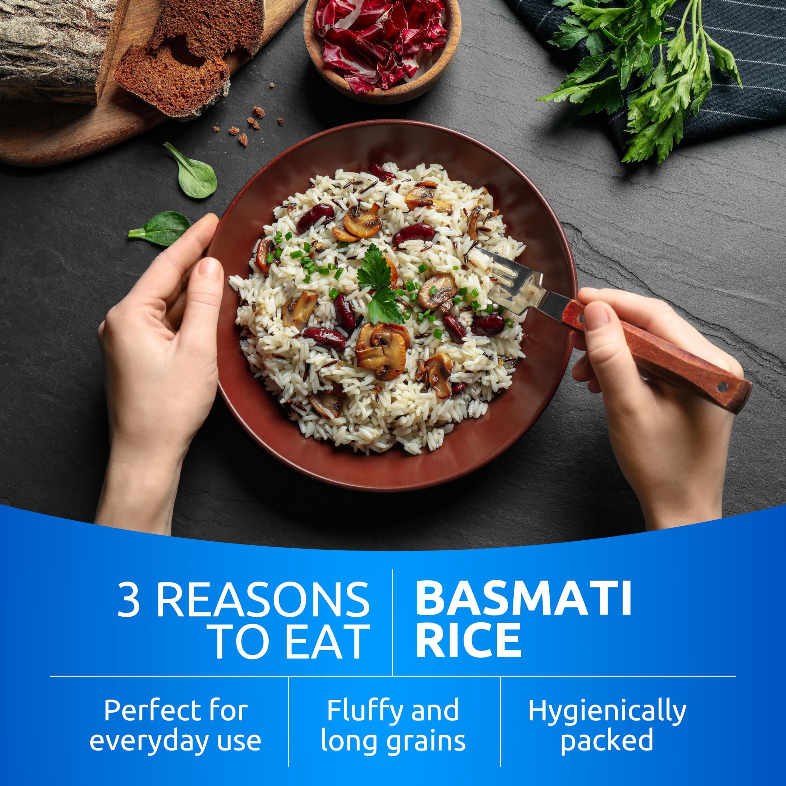 Khazana Khazana Authentic Premium Basmati Rice - 4lb Resealable Zipper Bag | Non-GMO, Gluten-Free, Kosher & Cholesterol-Free | Aromatic & Flavorful Grain From India