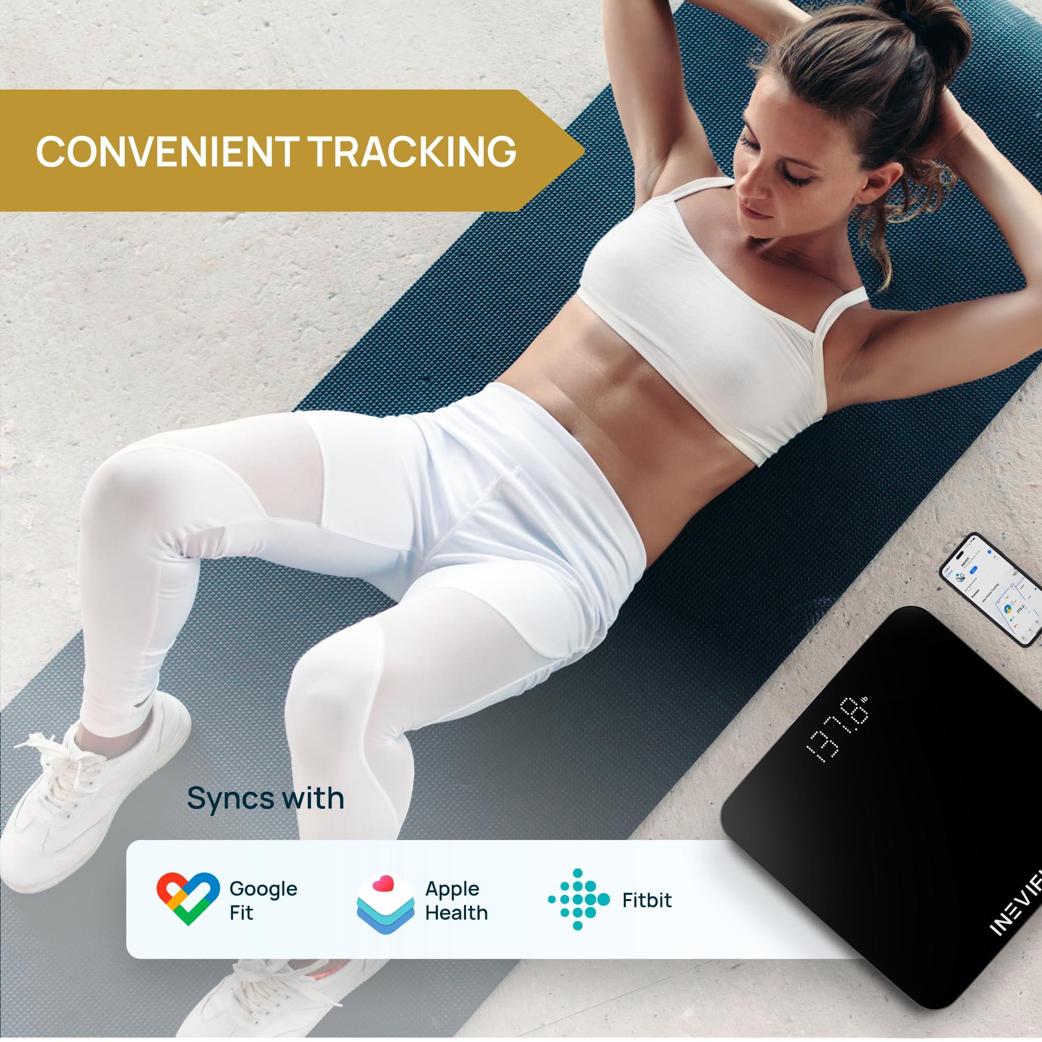inevifit INEVIFIT Smart Bathroom Scale, Highly Accurate Bluetooth Digital Bathroom Body Weight Scale, Precisely Measures Weight & BMI for Unlimited Users (S-Black)
