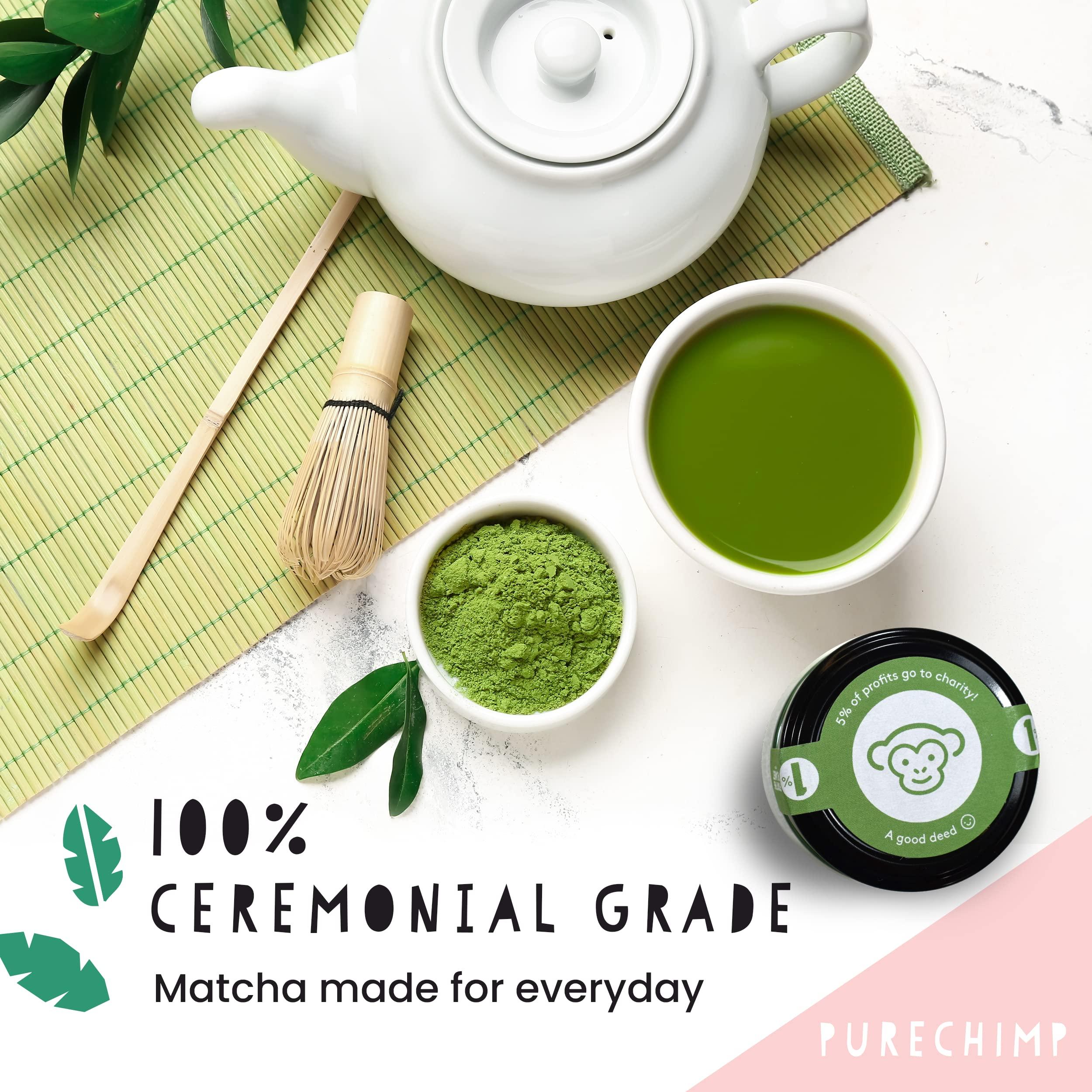PureChimp Matcha Green Tea Powder - 1.75 Ounces (50g) of Ceremonial Grade Japanese Matcha for Baking, Lattes and Smoothies - Regular