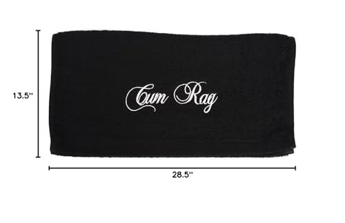 DailyRapFacts DailyRapFacts Cum Rag Embroidered Towel: Funny & Naughty Gag Gift (Black)