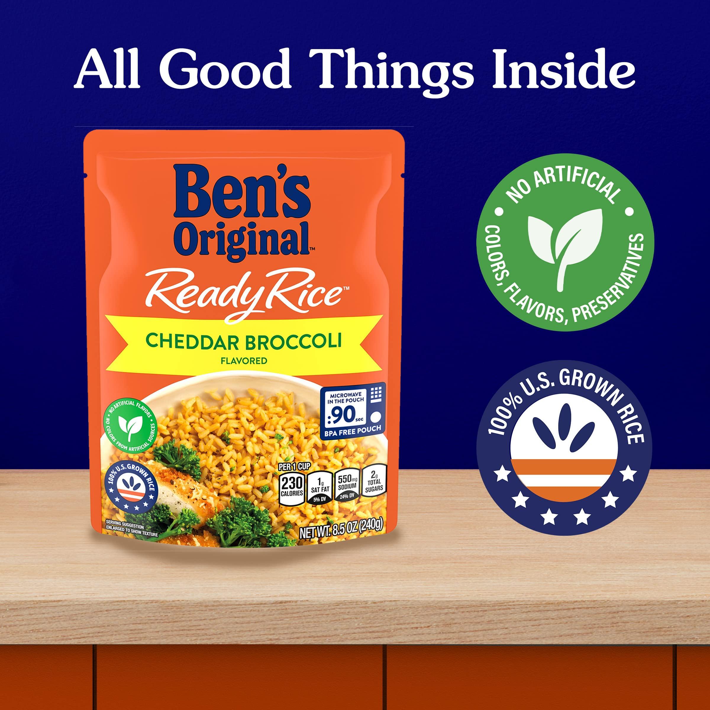 BEN'S ORIGINAL BEN\'S ORIGINAL Ready Rice Cheddar Broccoli Flavored Rice, Easy Dinner Side, 8.5 OZ Pouch (Pack of 12)