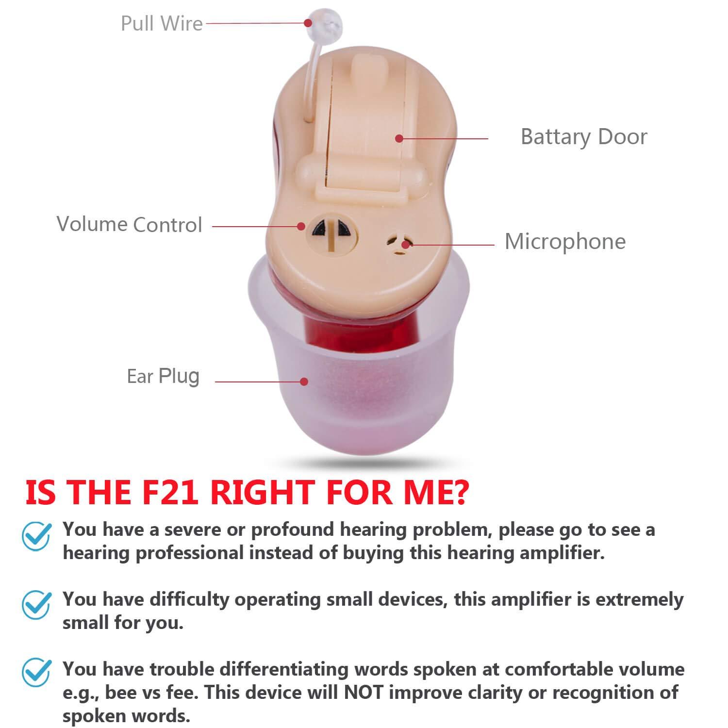 Brefonak Hearing Amplifier for Seniors Adults Noise-Cancelling - Ear Amplifier Invisible Voice Sound Amplifiers Elderly Listening Assistance Device Hearing Aid Cleaning Tools Included for Right Ear