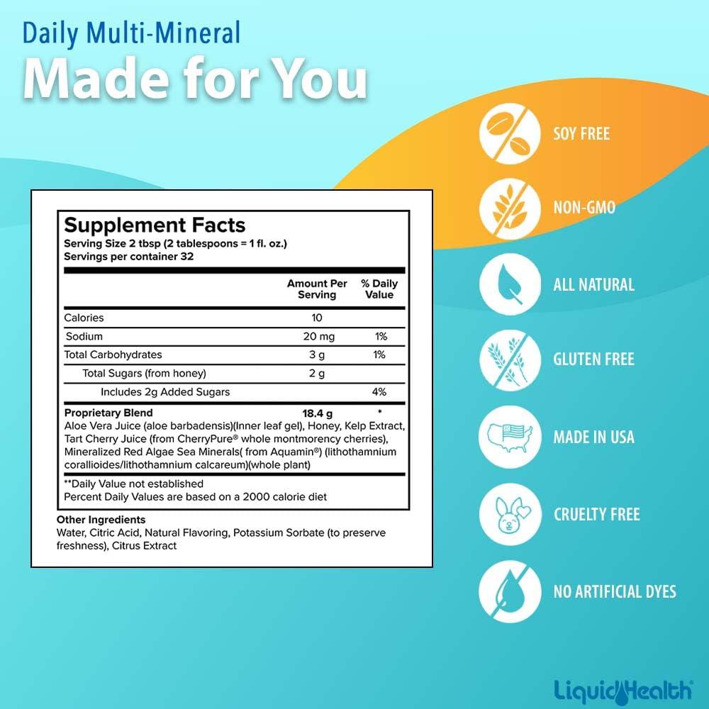 LIQUIDHEALTH LIQUIDHEALTH Daily Multi Mineral Supplement & Complete Multiple Adult Multivitamin Bundle - Sea Trace Minerals, Essential Vitamins, & Whole Foods for Overall Health & Immune Support - Vegan, Non-GMO