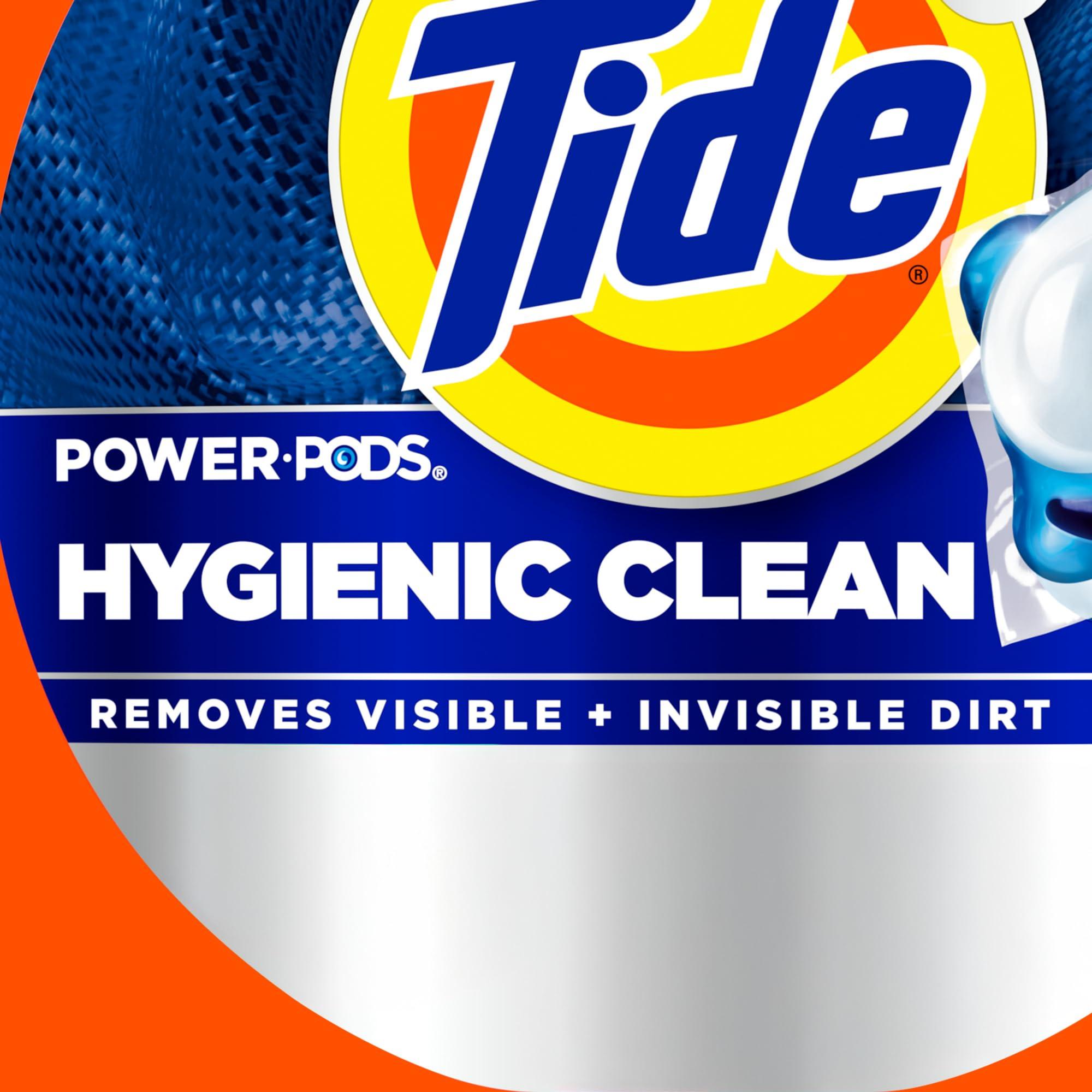 Tide Tide Power PODs Hygienic Clean Heavy Duty Liquid Laundry Detergent Pacs, Free and Clear of Dyes and Perfumes, For Visible and Invisible Dirt, 45 Count, HE Compatible