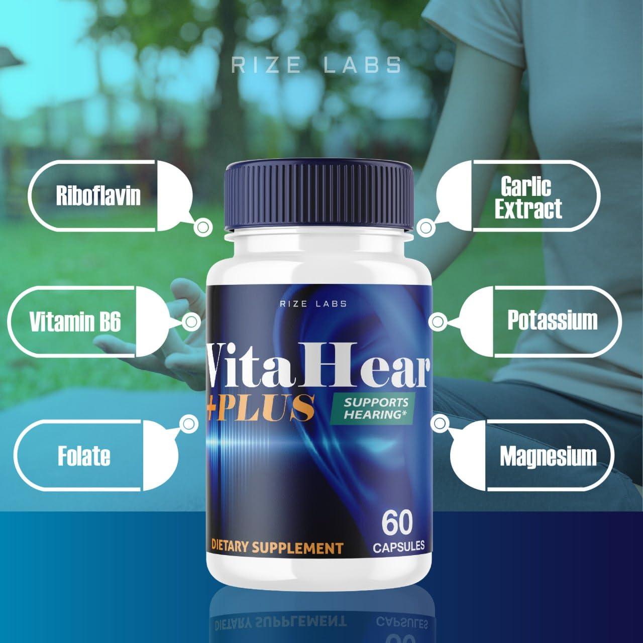 rize labs (2 Pack) VitaHear Plus Supplement, VitaHear Plus Capsules for Complete Ear Health, VitaHear + Advance Formula Pills to Regain Full Capability, Vita Hear Plus Reviews (120 Capsules)