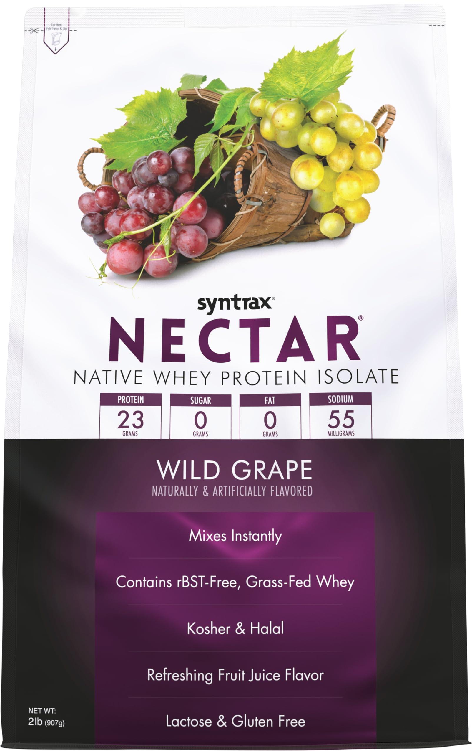 Syntrax Syntrax Nutrition Nectar, 100% Whey Isolate Protein Powder, Refreshing Fruit Juice Flavor, Wild Grape, 2 lbs