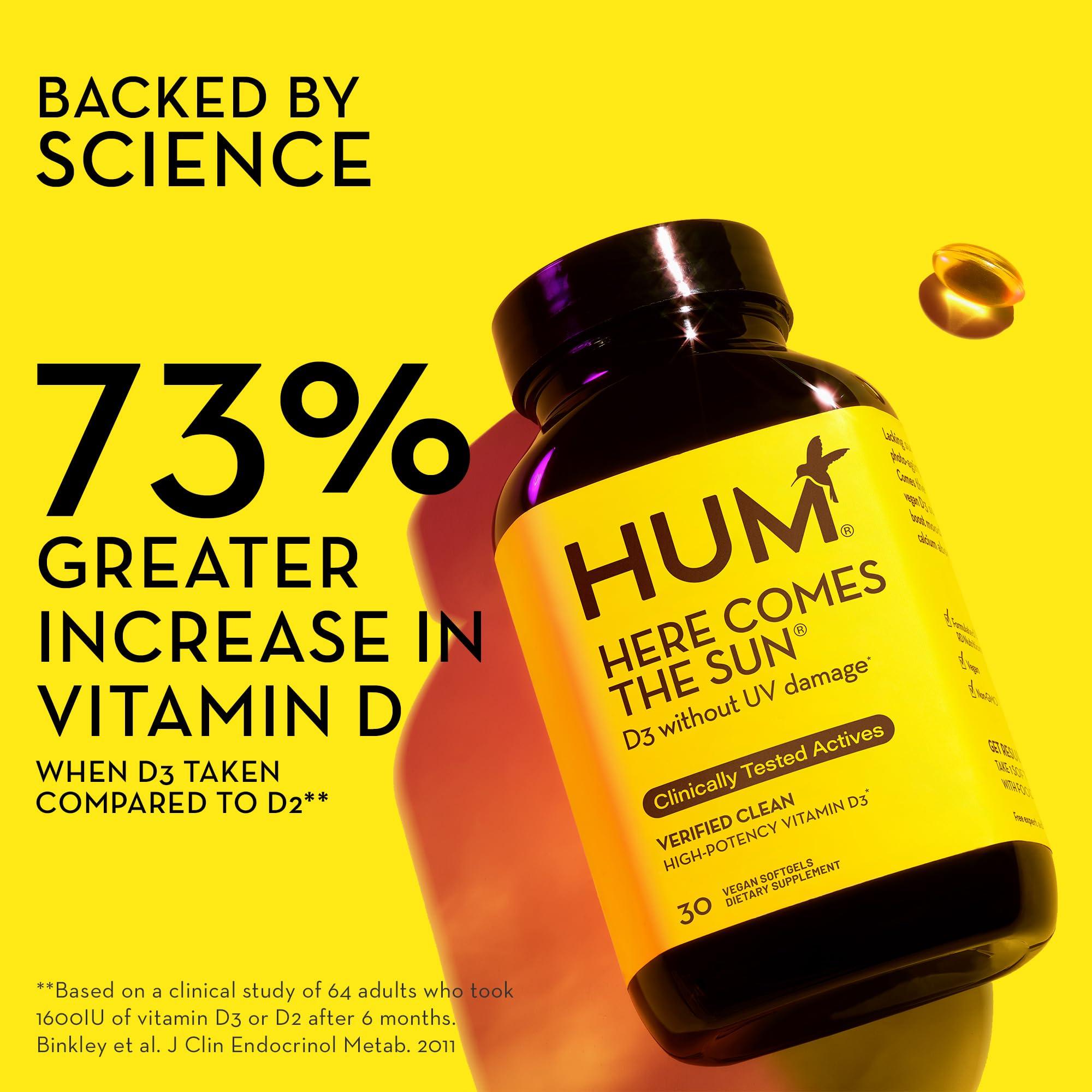 HUM HUM Here Comes The Sun - Immune Supplement with Vitamin D & Calcium for a Healthy Immune System - Supports Radiant Skin, Mood + Bone Health (30-Count)