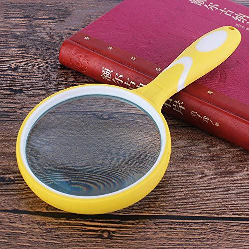 LUSTAR LUSTAR HD Magnifying Glass with Rubber Handle Portable Handheld Reading Magnifier for Elderly and Students Reading Yellow-90mm