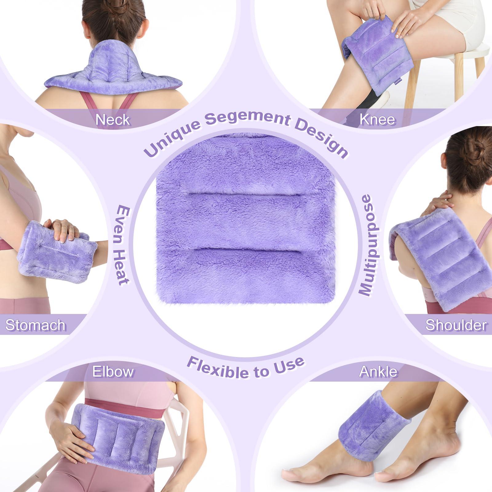 SUZZIPAD SuzziPad Microwave Heating Pad for Pain Relief, 7x18 Microwavable Heating Pads for Cramps, Muscle Ache, Joints, Neck Shoulder, Bean Bag Heating Pad Microwavable Moist Heat Pack, Warm Compress, Purple